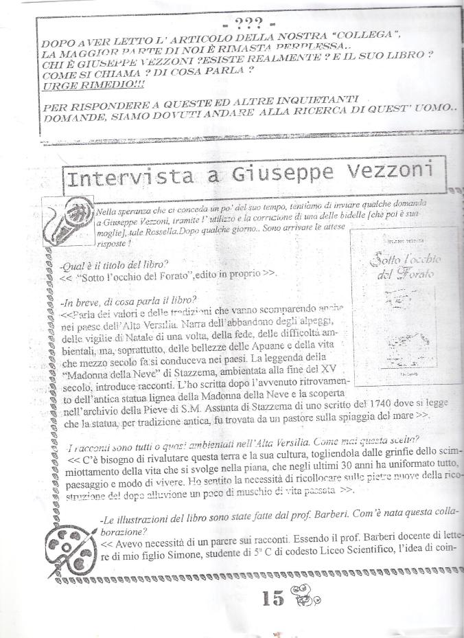 Intervista a Giuseppe Vezzoni- 2002-giornalino liceo Michelangelo 1